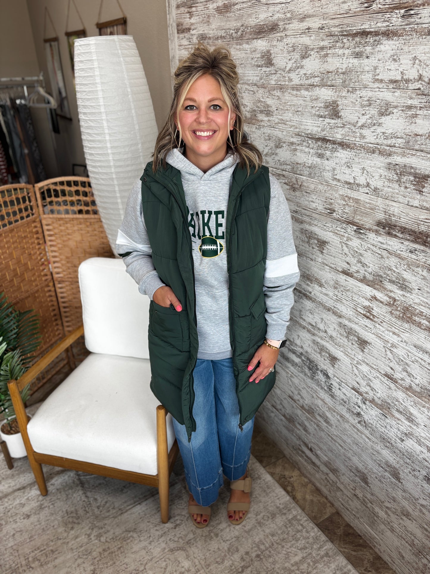 Dark Green Long Line Vest