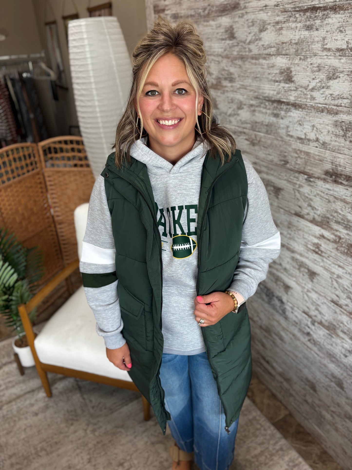 Dark Green Long Line Vest