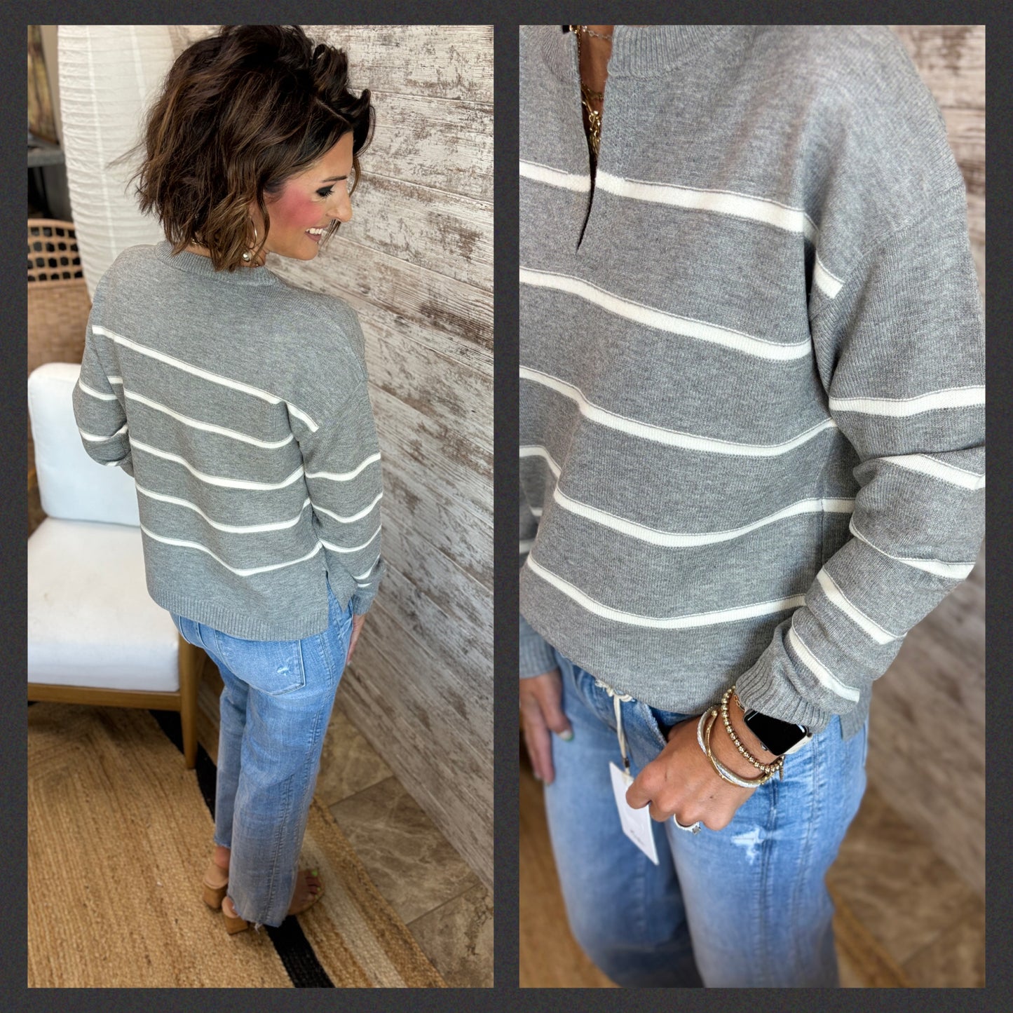 V Neck Striped Soft Sweater ~ 2 Colors