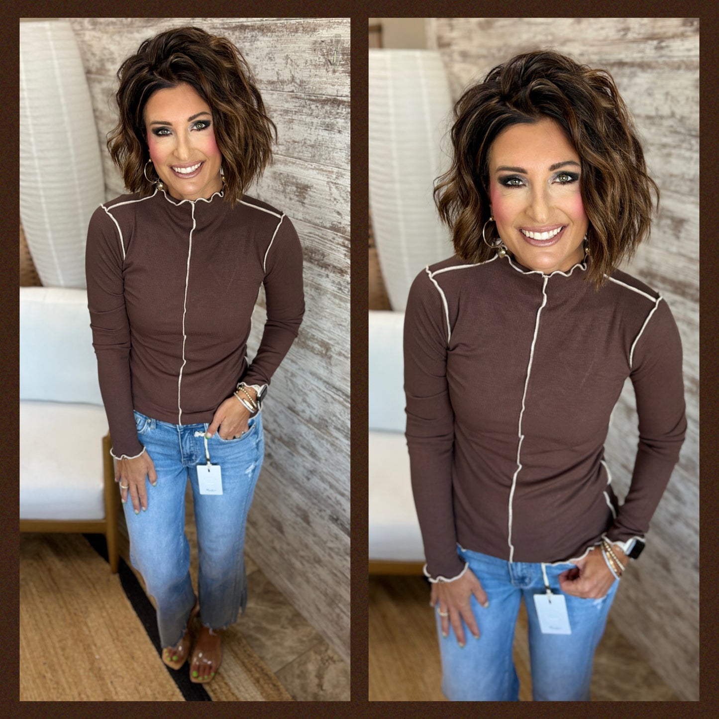 Cabbage Hem Ribbed Long Sleeve ~ 2 Colors