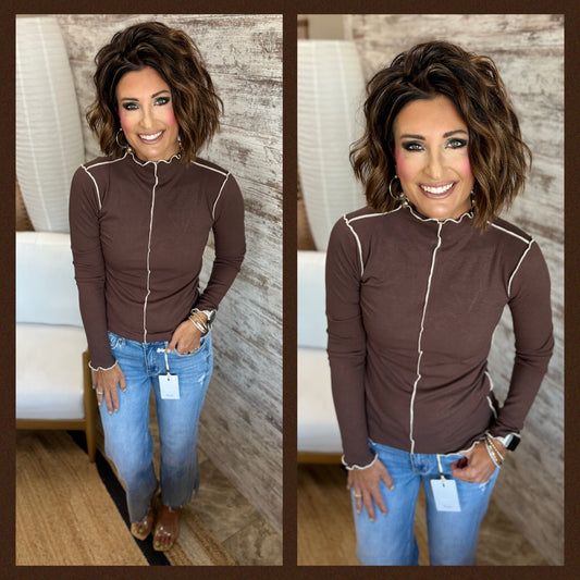 Cabbage Hem Ribbed Long Sleeve ~ 2 Colors