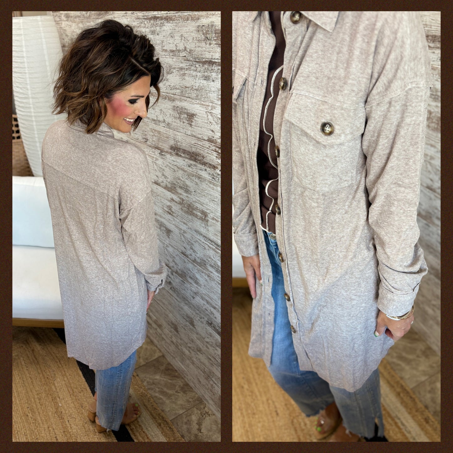 Mocha Brushed Longline Shacket