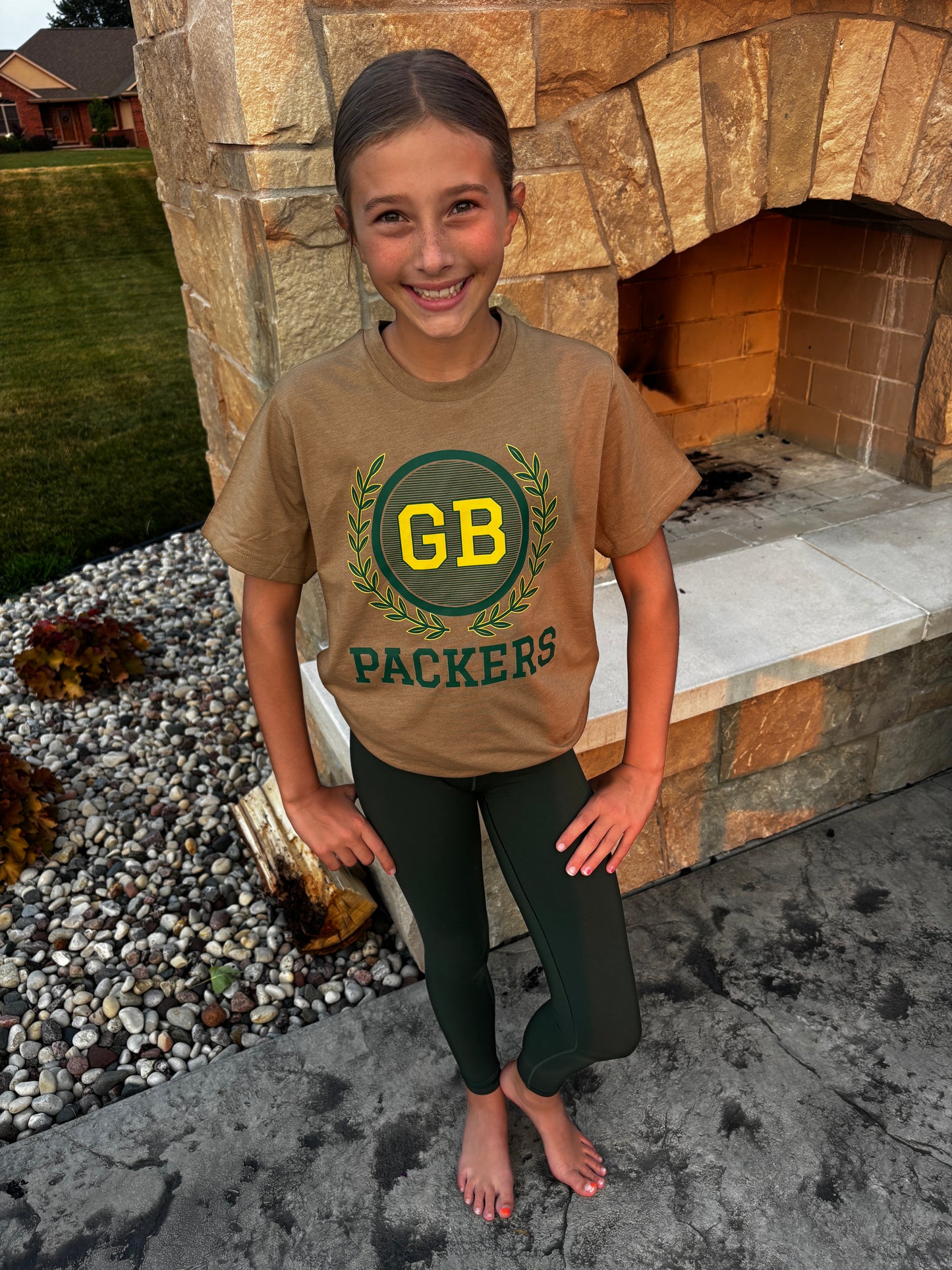 GB Packers Natural Vintage Brown LAT Tee ~ Youth and Adult