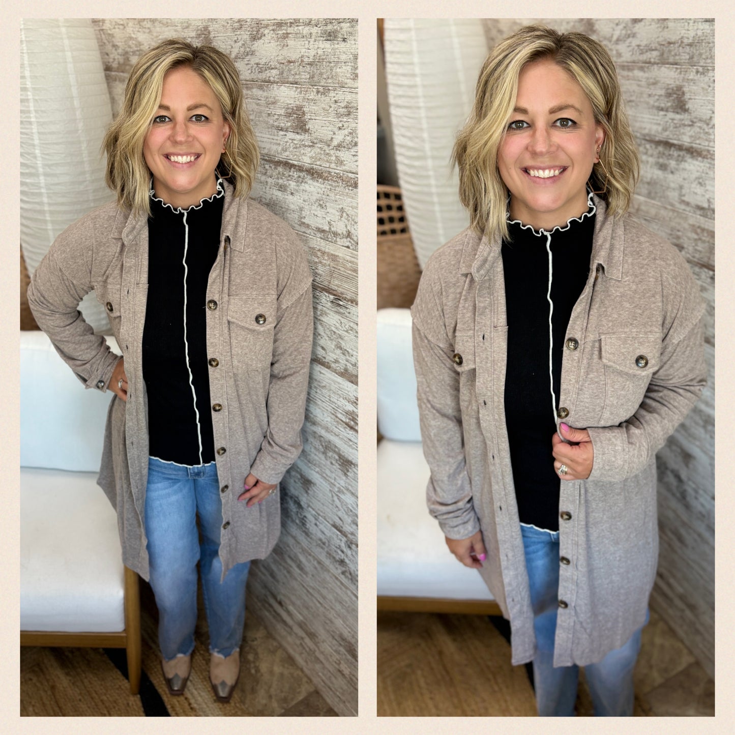 Mocha Brushed Longline Shacket