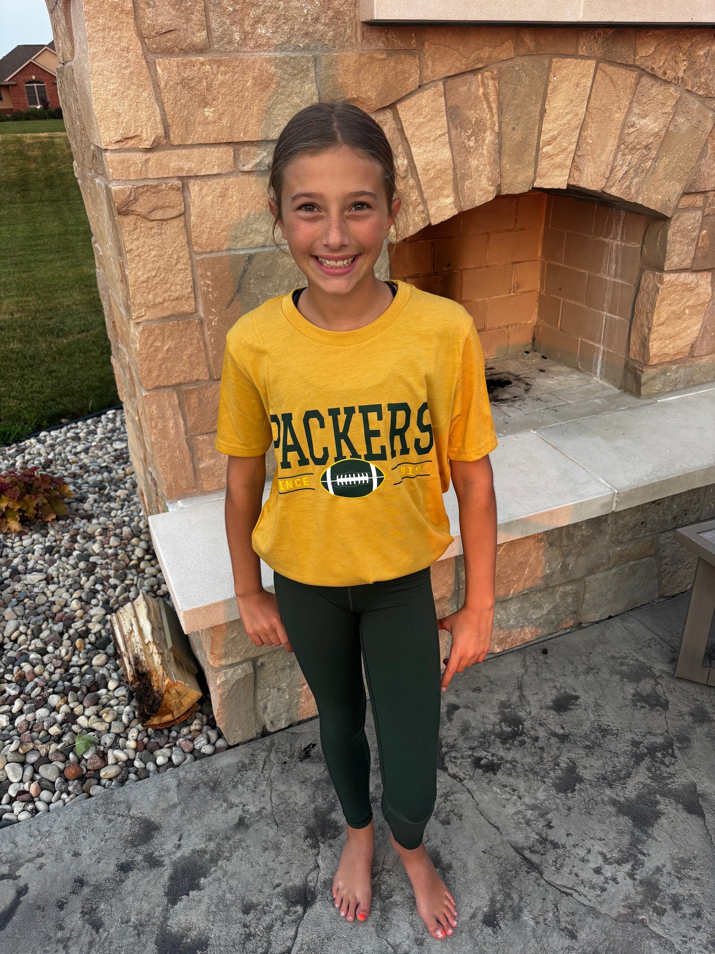 Green Bay Football Bella Canvas Heather Mustard Tee~  ~Youth and Adult