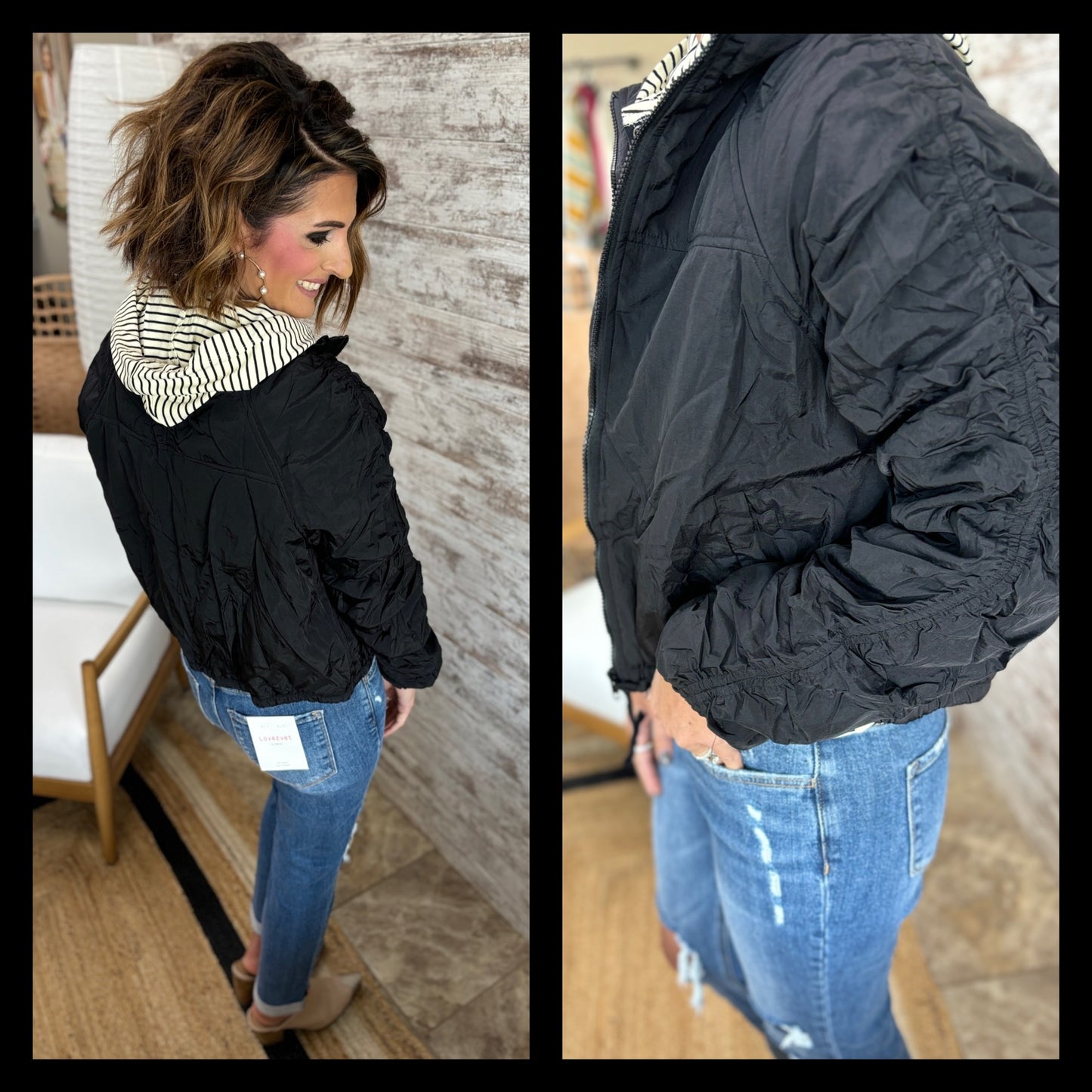 Black Cinched Sleeve Jacket