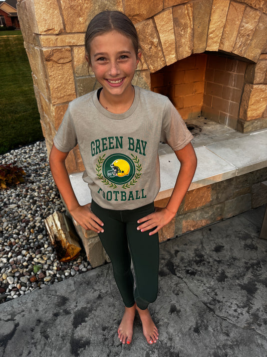 Green Bay Football Bella Canvas Heather Stone Tee~  ~Youth and Adult