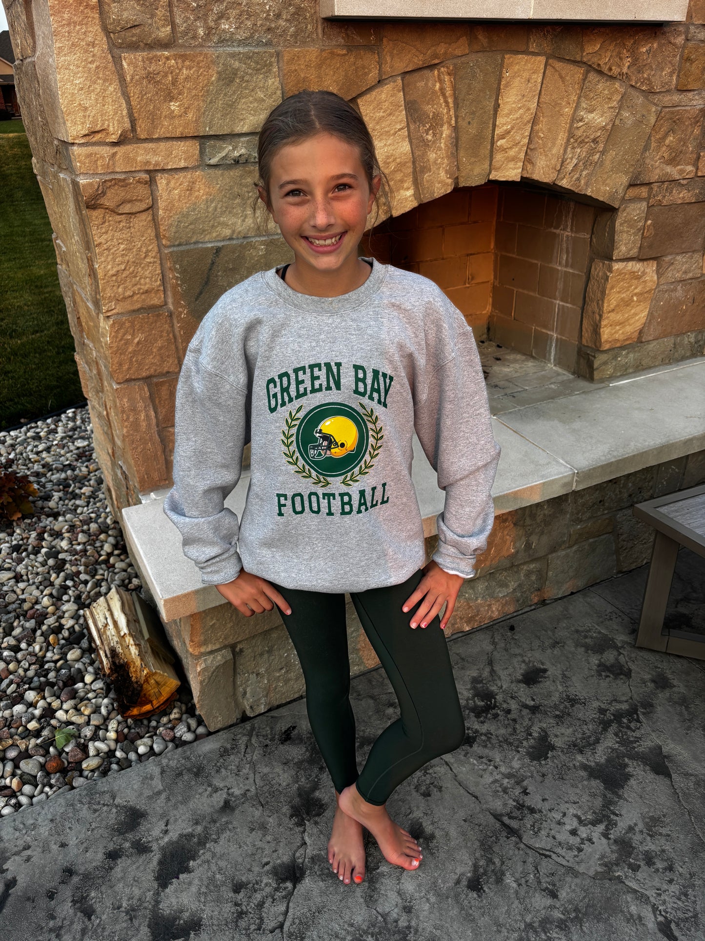 Green Bay Football Port & Company Athletic Grey Crew ~ Youth and Adult
