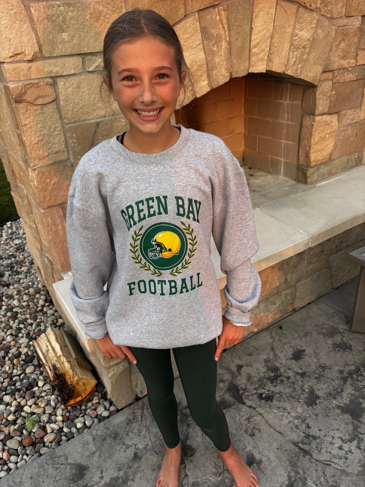 Green Bay Football Port & Company Athletic Grey Crew ~ Youth and Adult