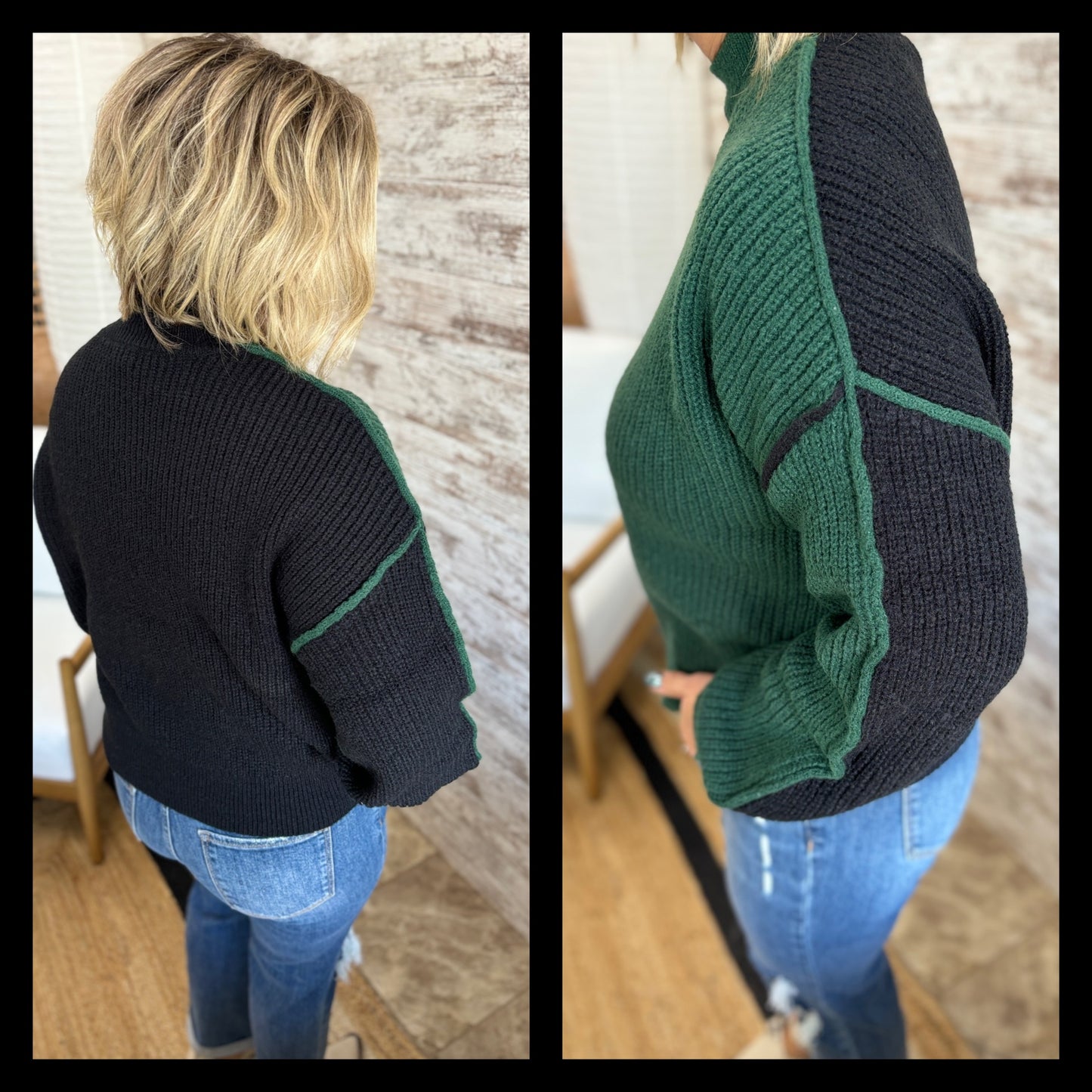 Exposed Seam Colorblock Sweater ~ 2 Colors