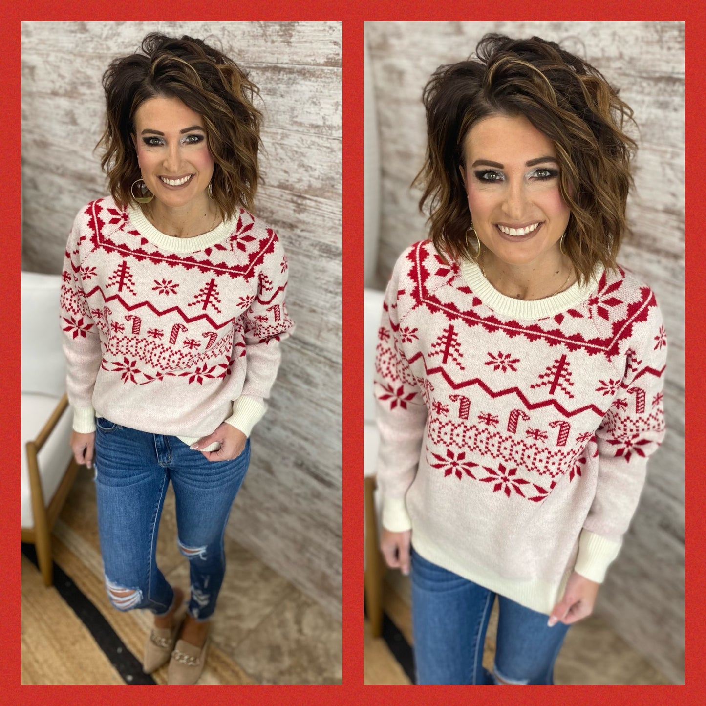 CHRISTMAS RAGLAN SLEEVE SWEATER TOP