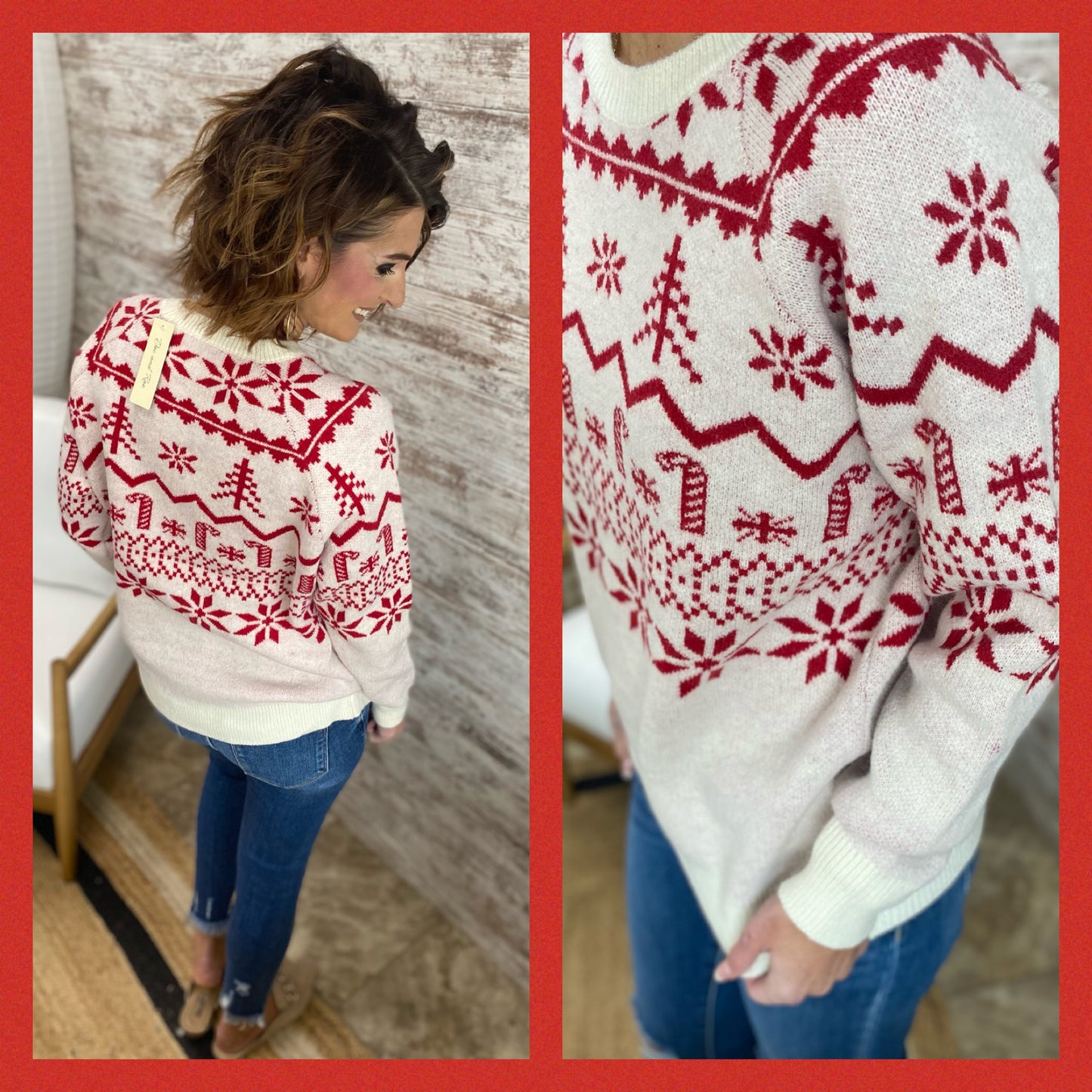 CHRISTMAS RAGLAN SLEEVE SWEATER TOP