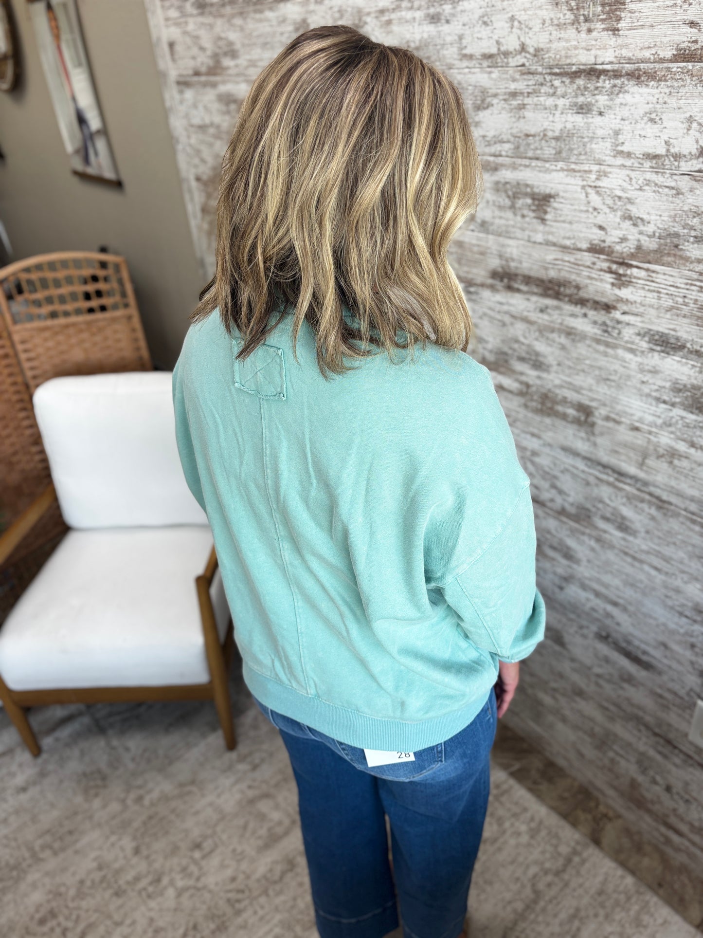 Seafoam 1/4 Snap Terry Pullover