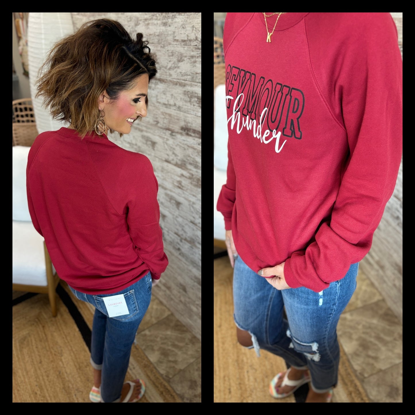 Seymour Thunder Cardinal Red Bella Crewneck