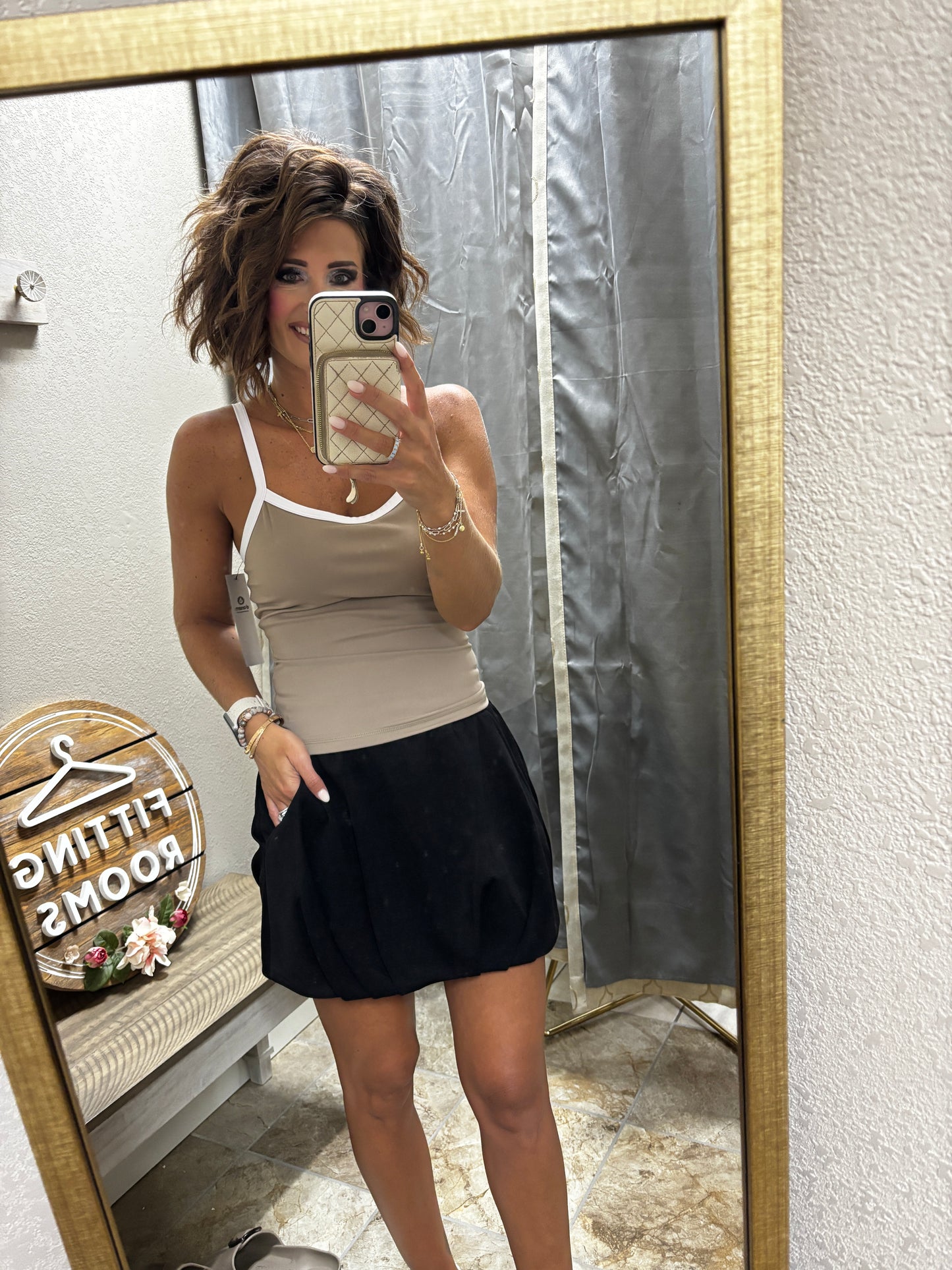 Silkin Taupe Sculpted Outline Tank Top