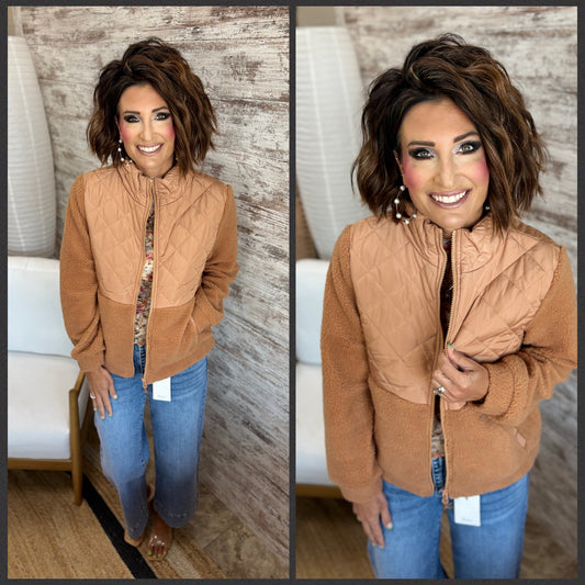Camel Quiled/Fleece Jacket
