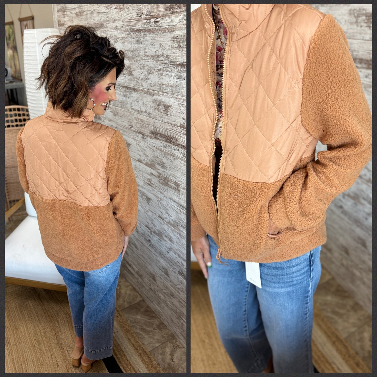 Camel Quiled/Fleece Jacket