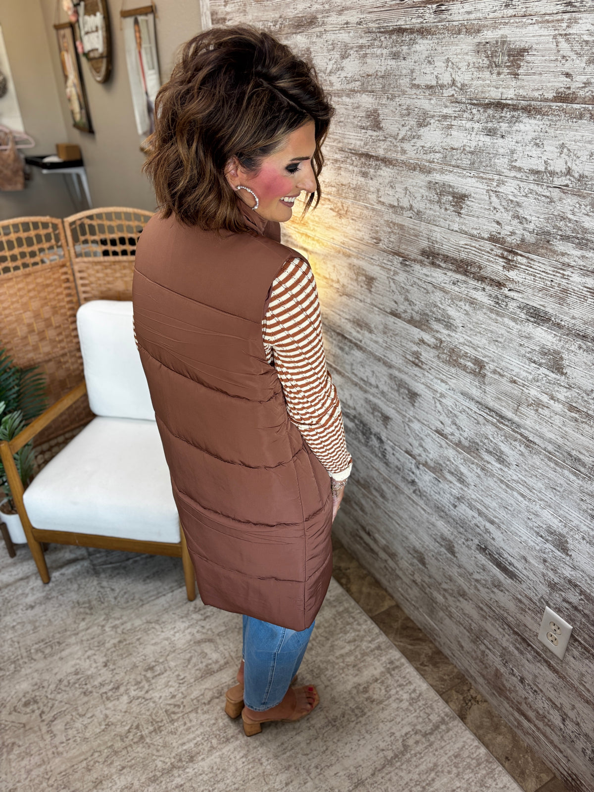 Brown Long Line Vest