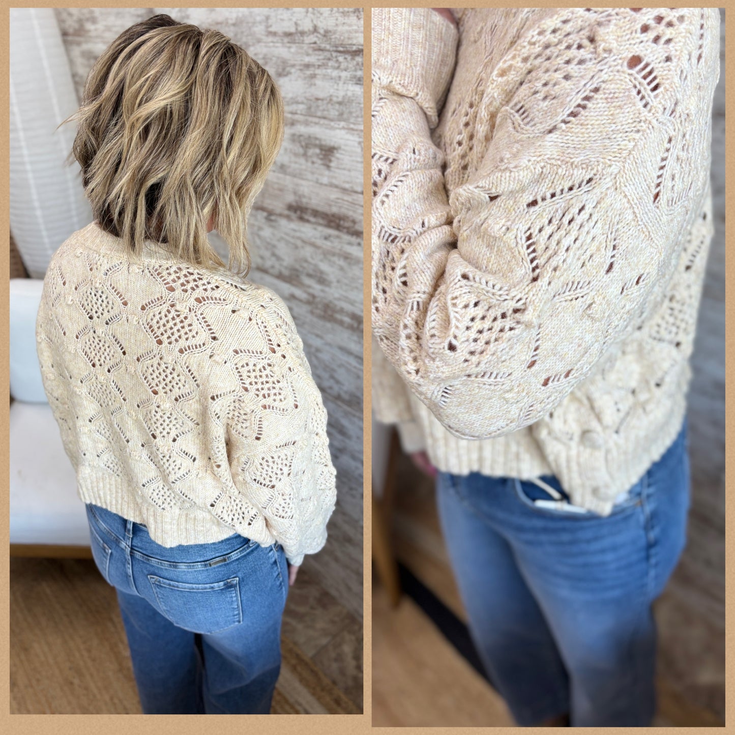 Natural Open Knit Cropped Sweater