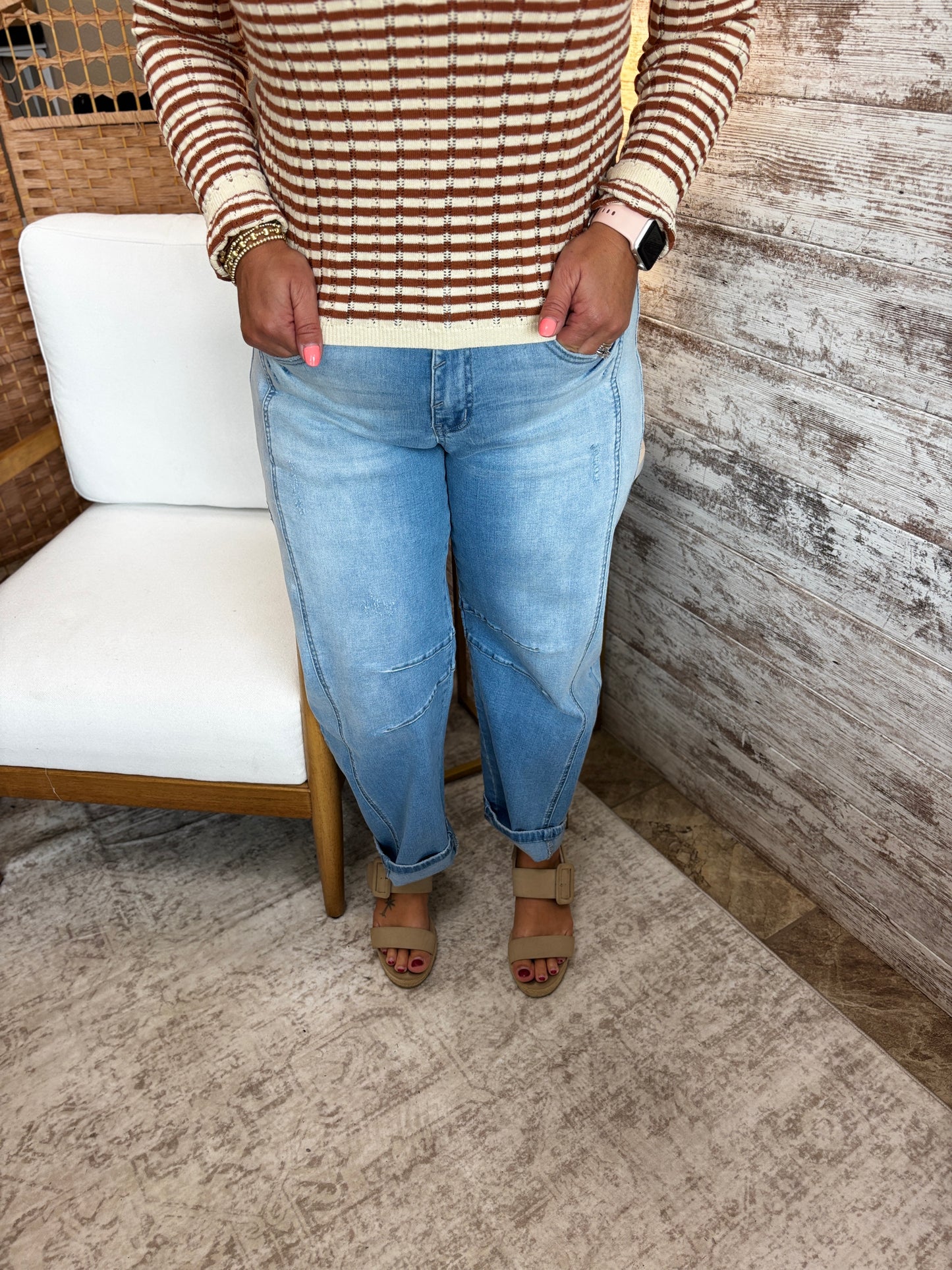 Zenana Light Wash Barrel Jeans DCP-9561LL