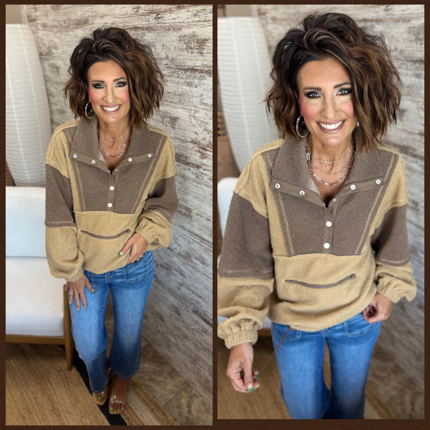 Colorblock Sherpa Pullover ~ 2 Colors