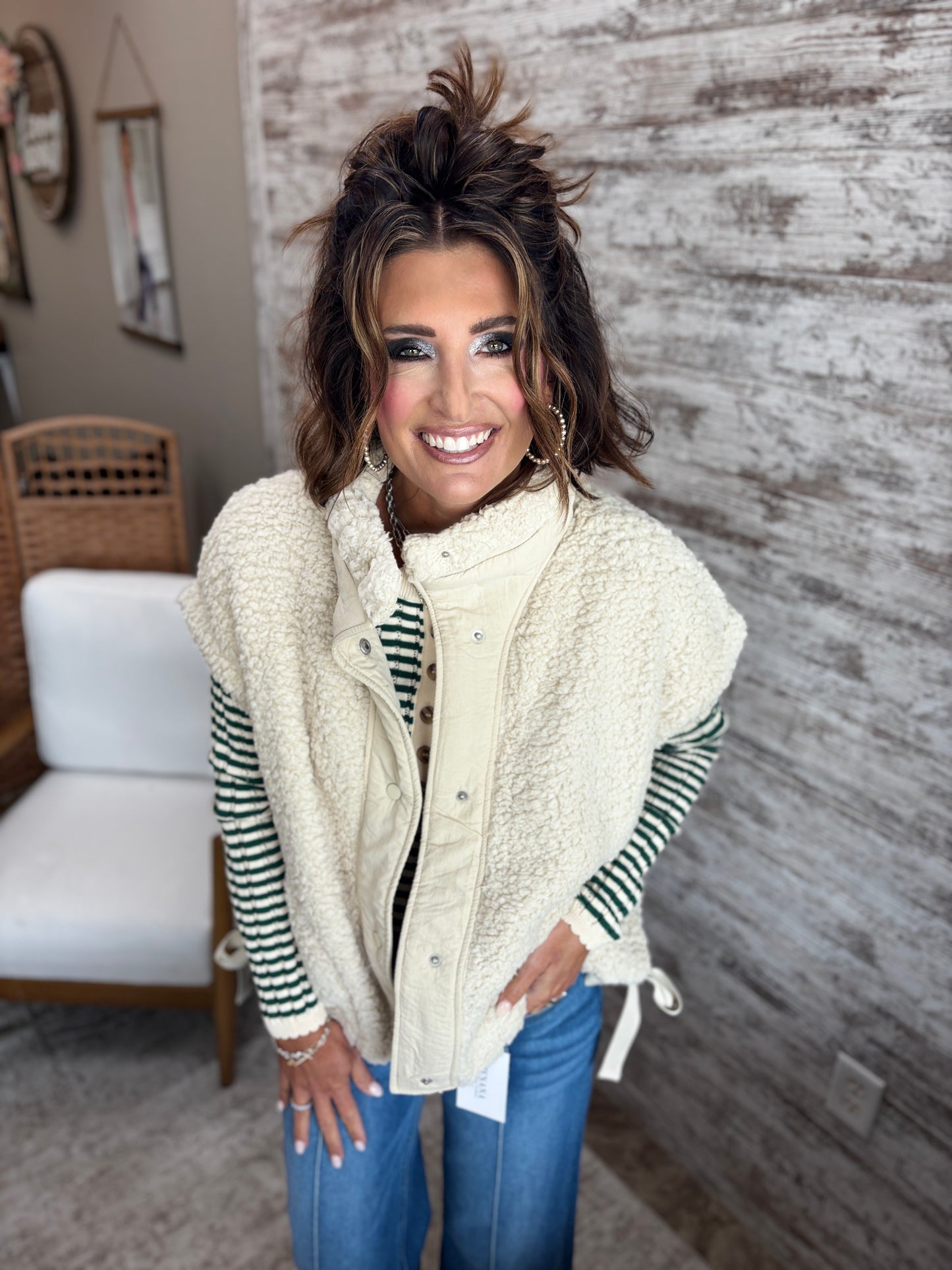 Faux Fur Vest with Tie Detail ~ 2 Colors
