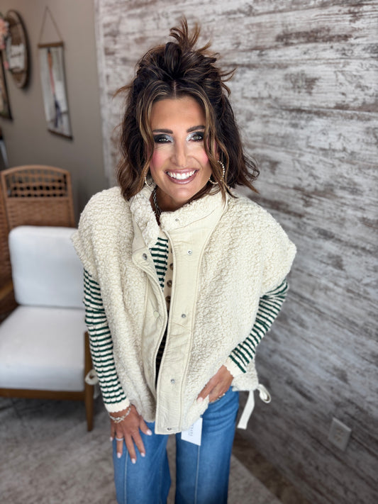 Faux Fur Vest with Tie Detail ~ 2 Colors