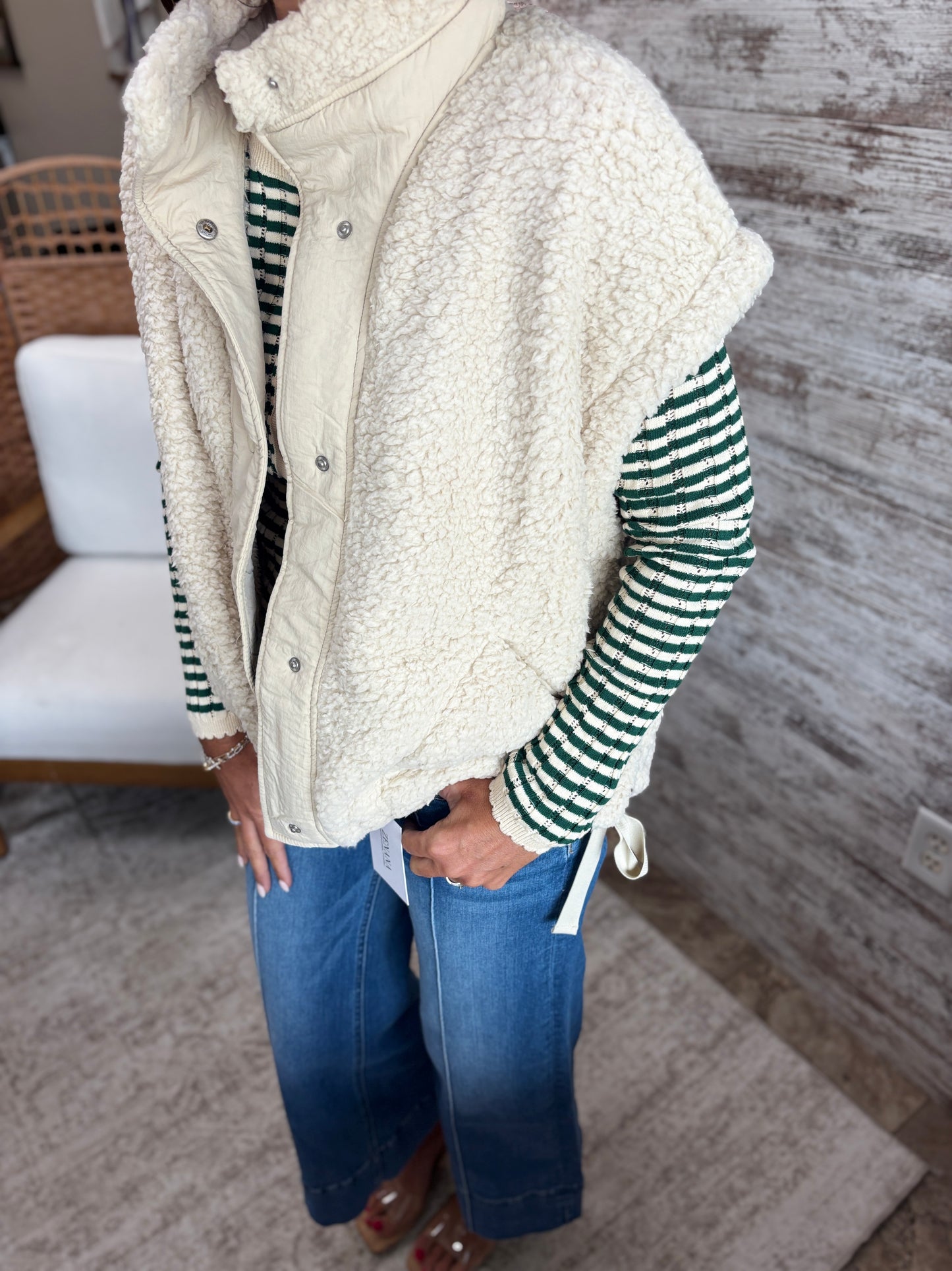 Faux Fur Vest with Tie Detail ~ 2 Colors