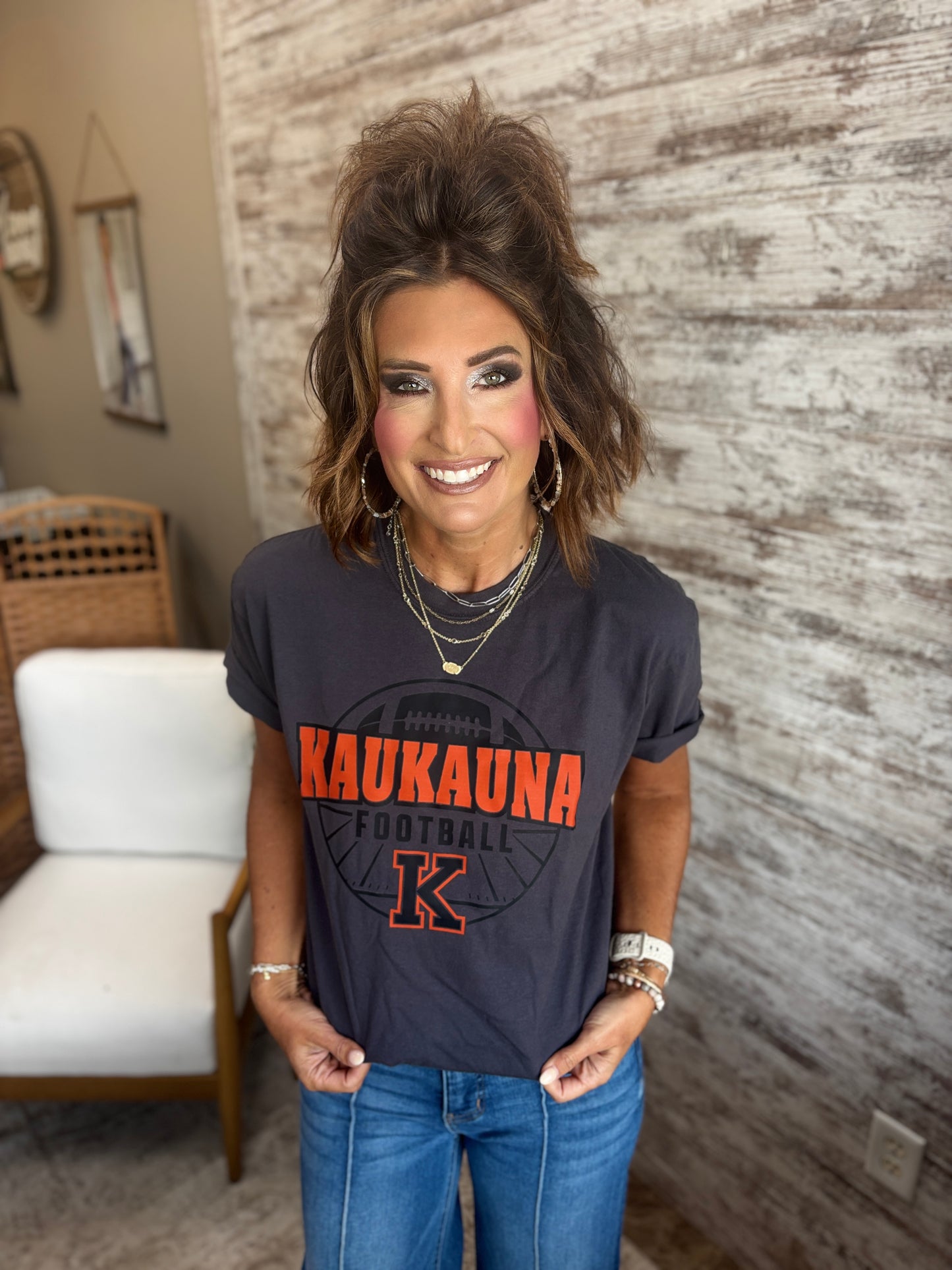 Kaukauna Football Graphite Comfort Colors Tee