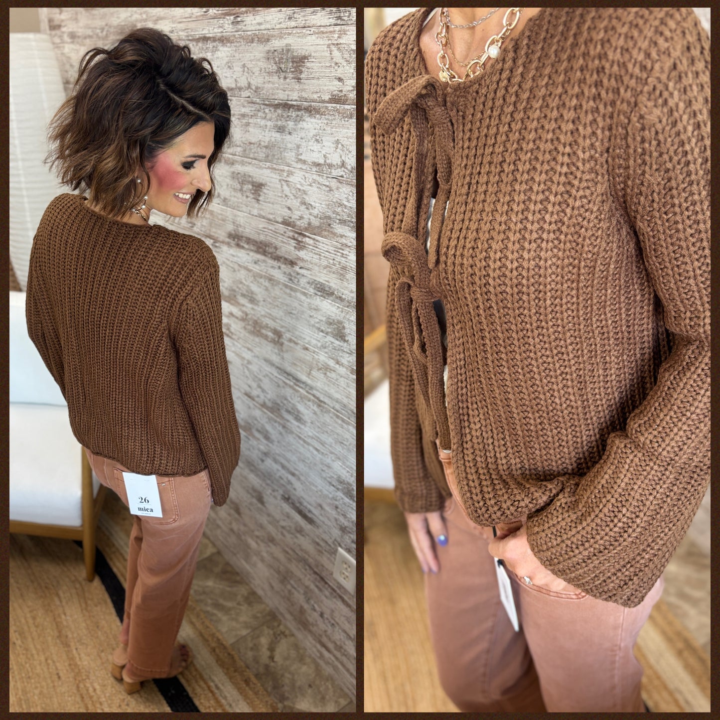 Brown Bow Tie Sweater