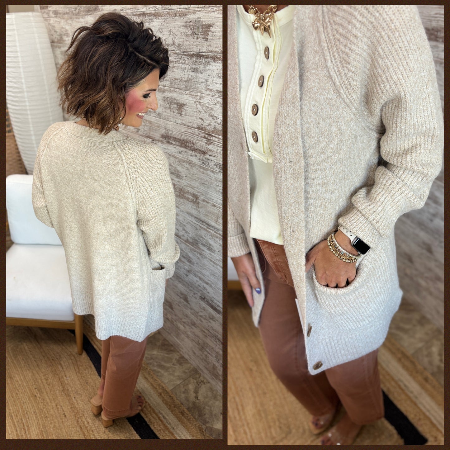 Raglan Sleeve Button Down Sweater ~ 2 Colors
