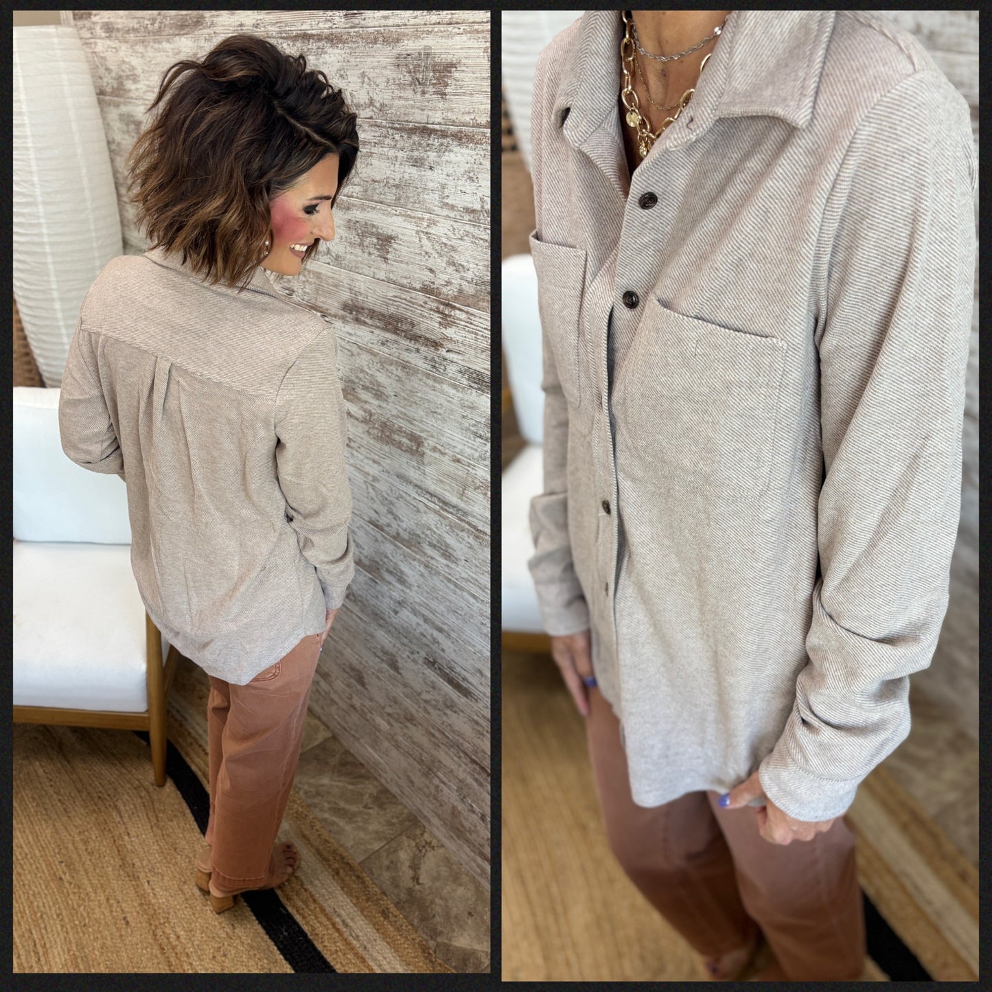 Tan Brushed Button Up Shirt