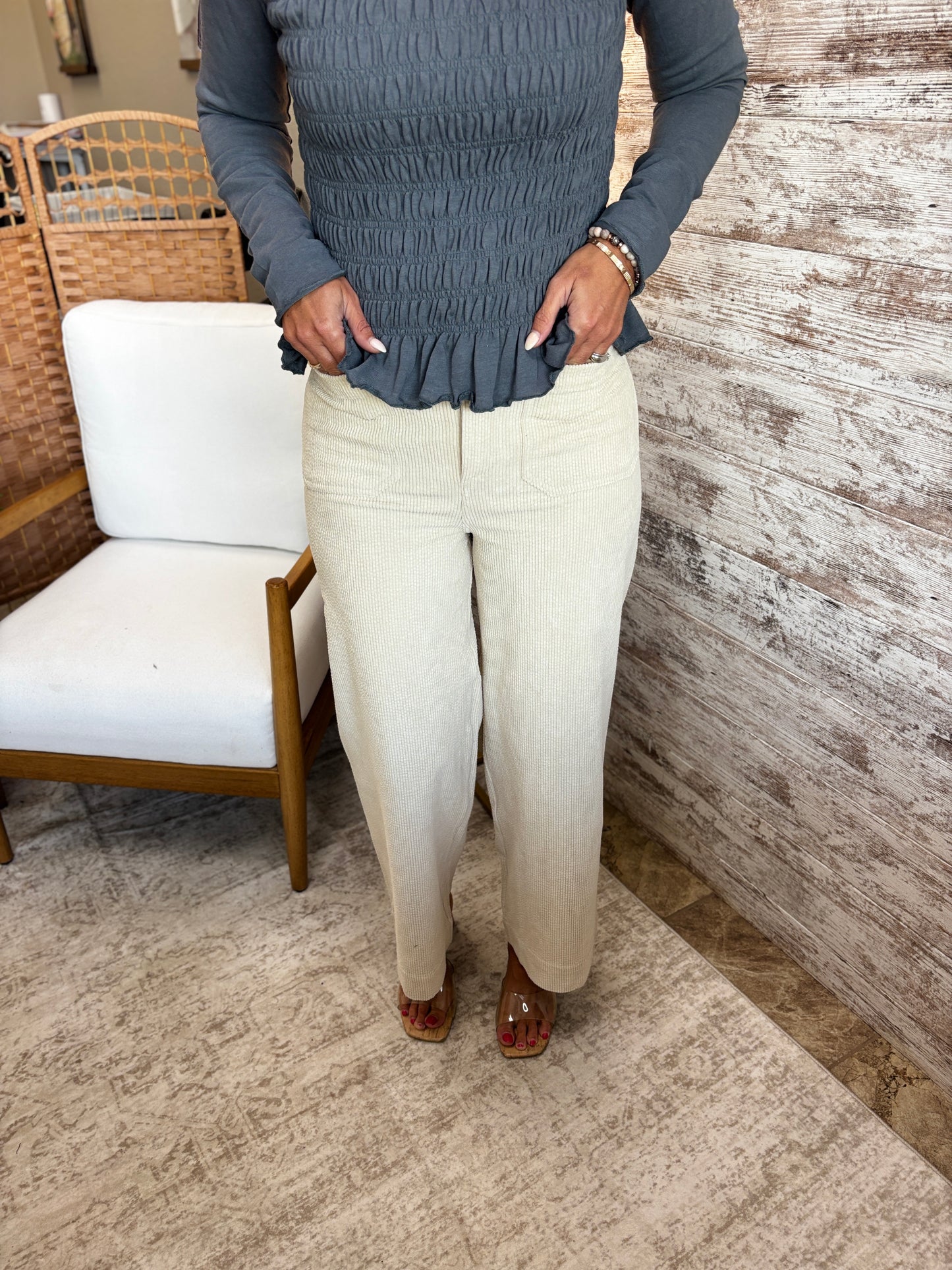 ECRU Wide Leg Corduroy Pant