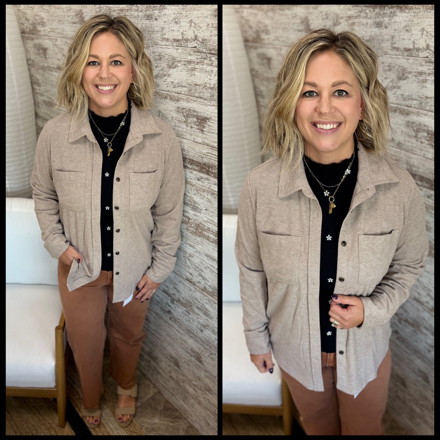 Tan Brushed Button Up Shirt