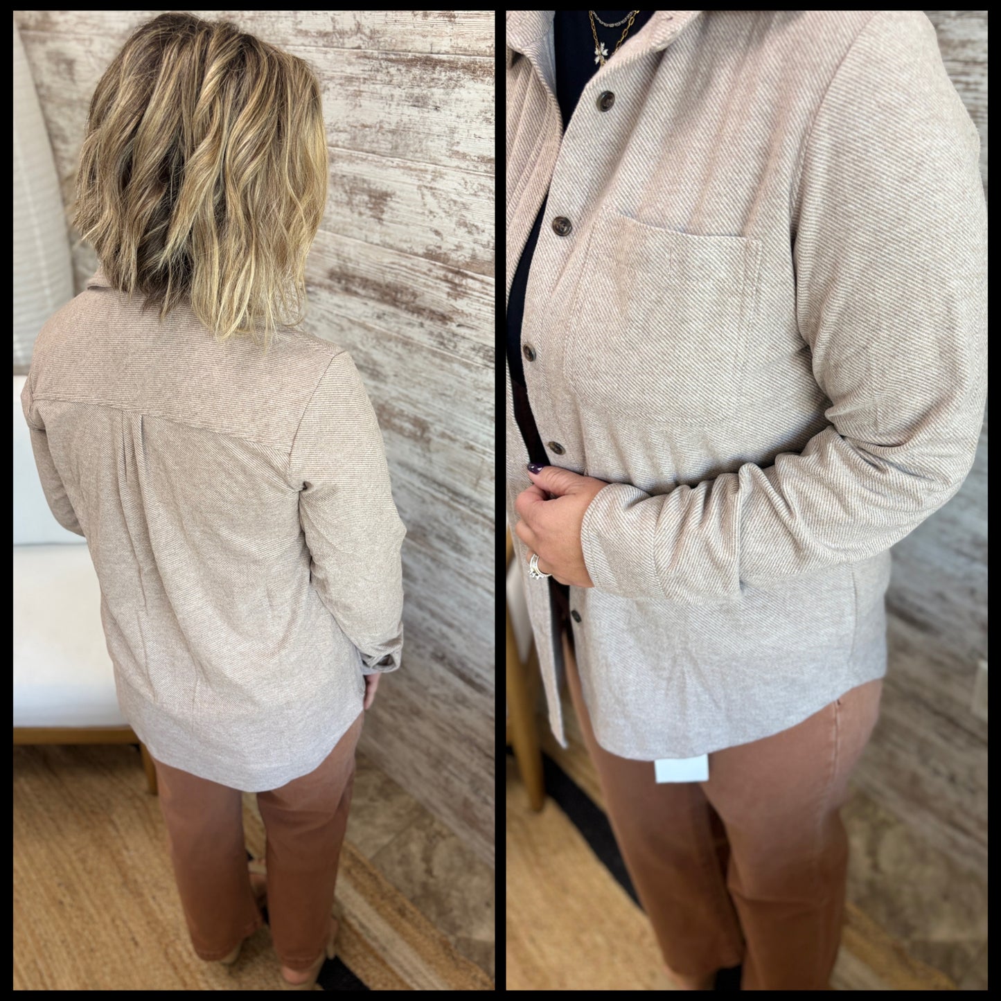 Tan Brushed Button Up Shirt