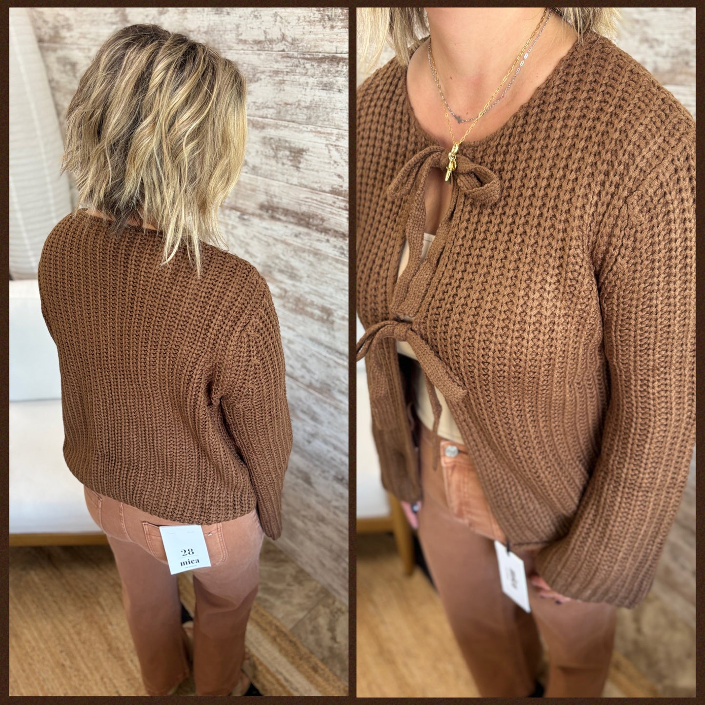 Brown Bow Tie Sweater