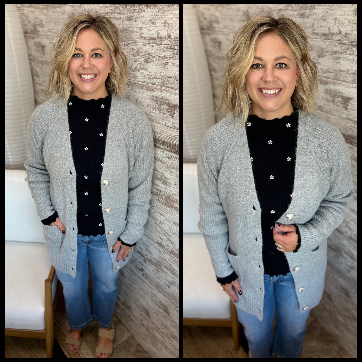 Raglan Sleeve Button Down Sweater ~ 2 Colors