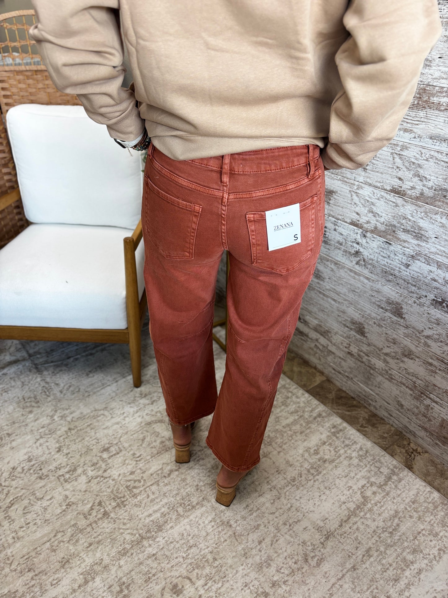 Zenana Rust Denim Barrell Jeans DMP1758A