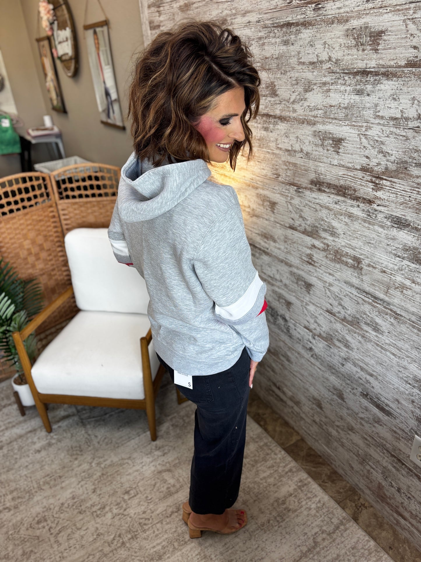 Kimberly Papermakers Red and White Stripe Pennant Hoodie ~ Unisex