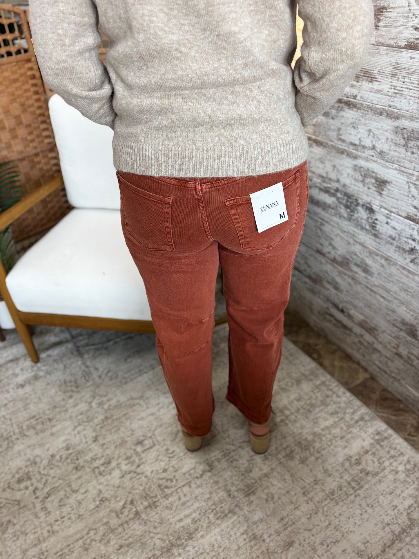 Zenana Rust Denim Barrell Jeans DMP1758A