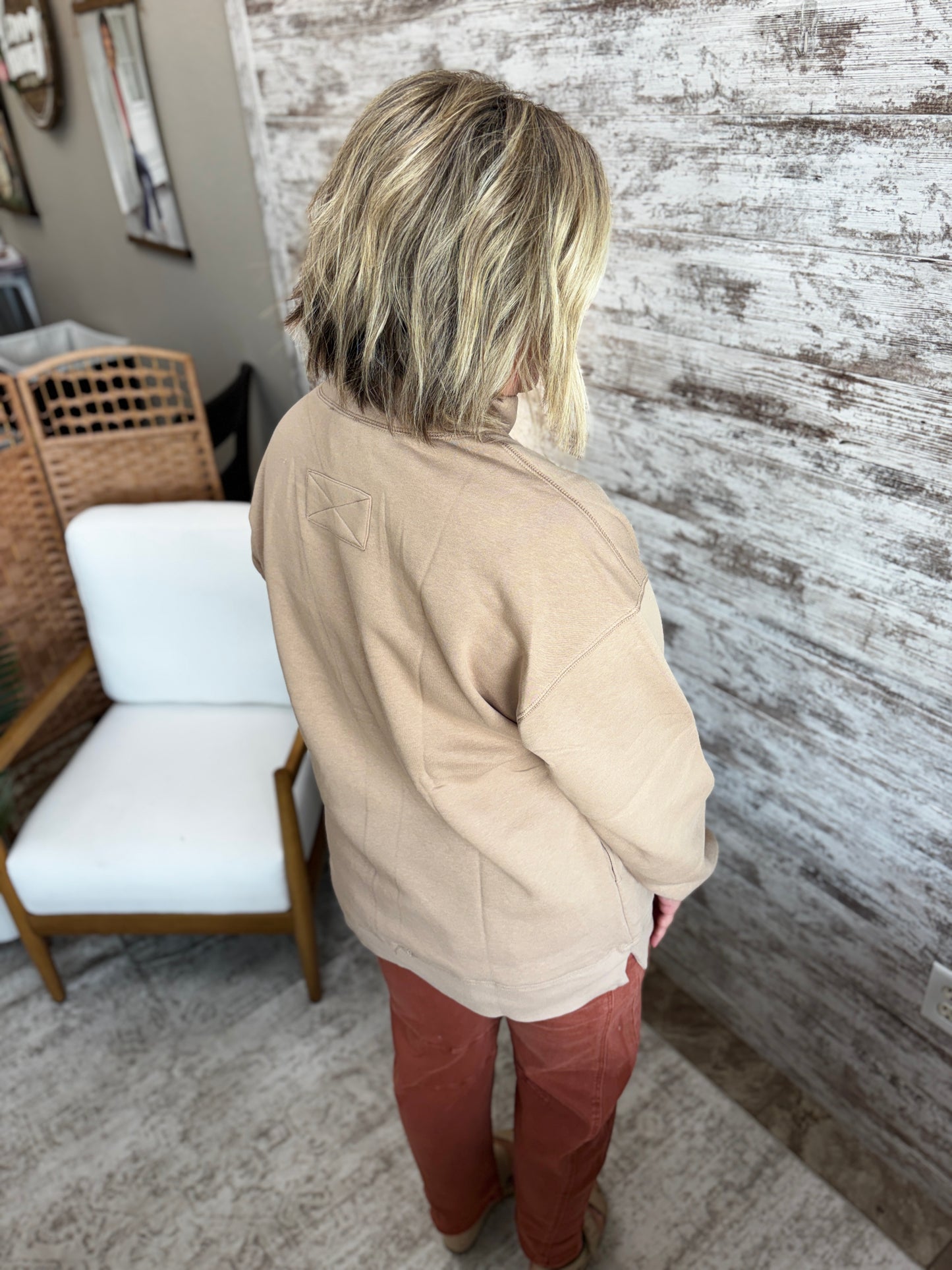 Latte Mock Neck Pullover