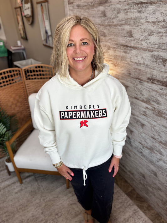 Kimberly Papermakers Pennant Ivory Drawstring Hoodie