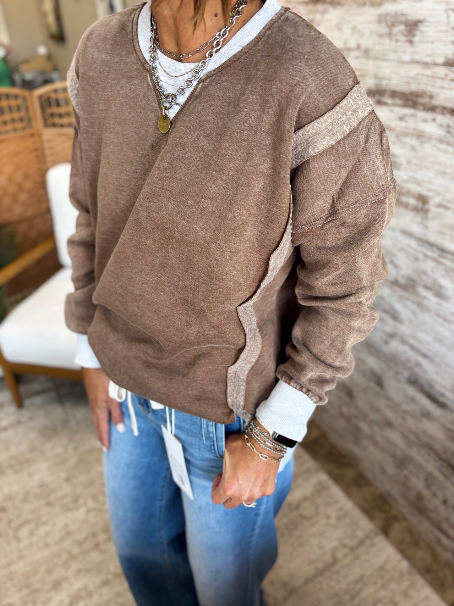 Acid Wash Fleece Pullover ~ 4 Colors