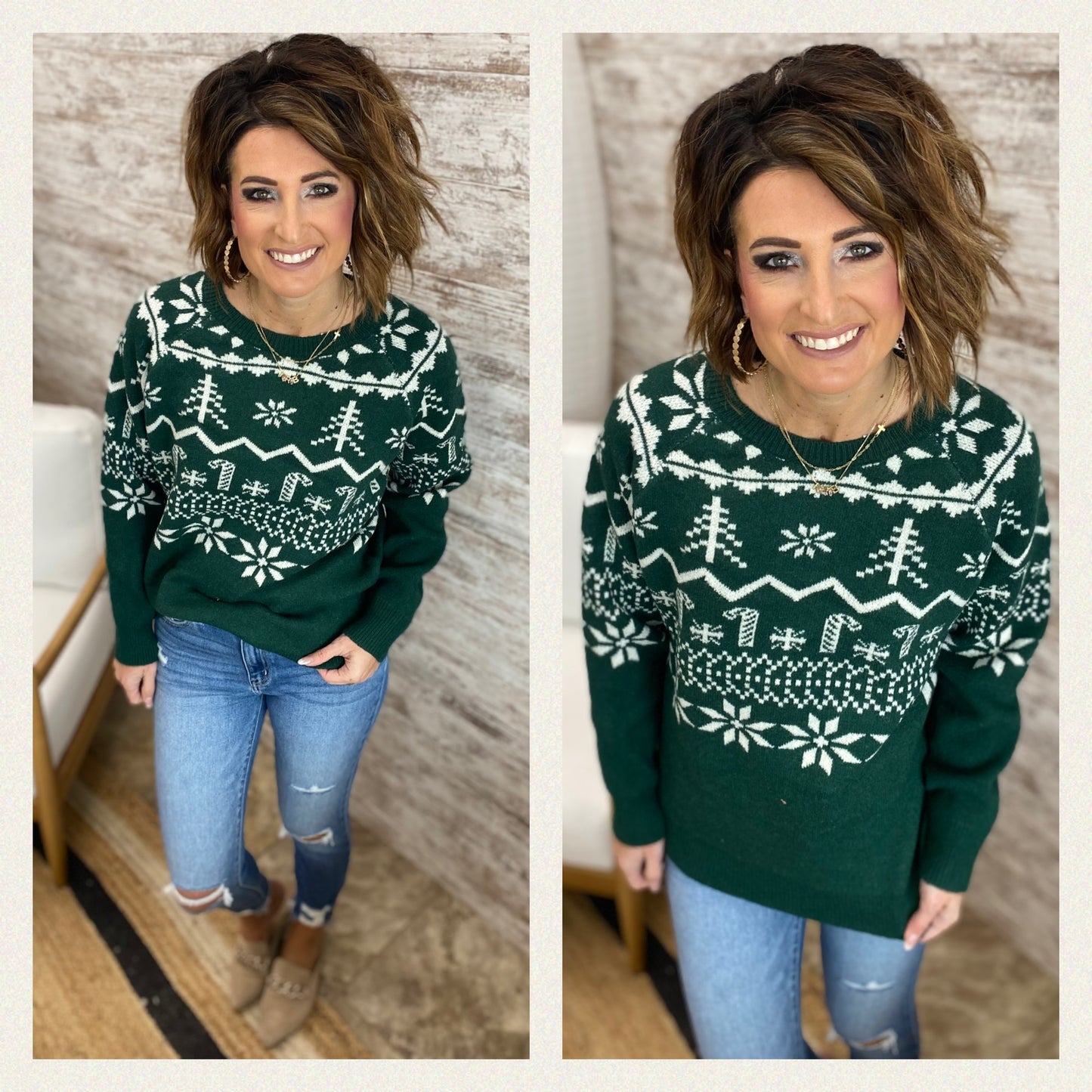 CHRISTMAS RAGLAN SLEEVE SWEATER TOP