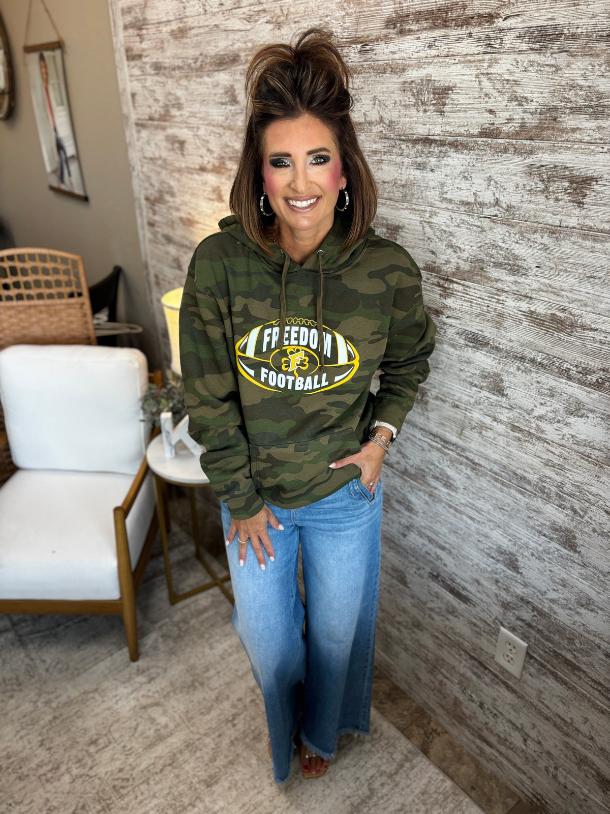 Freedom Football Camo Independent Trading Hoodie ~ Youth and Unisex ~