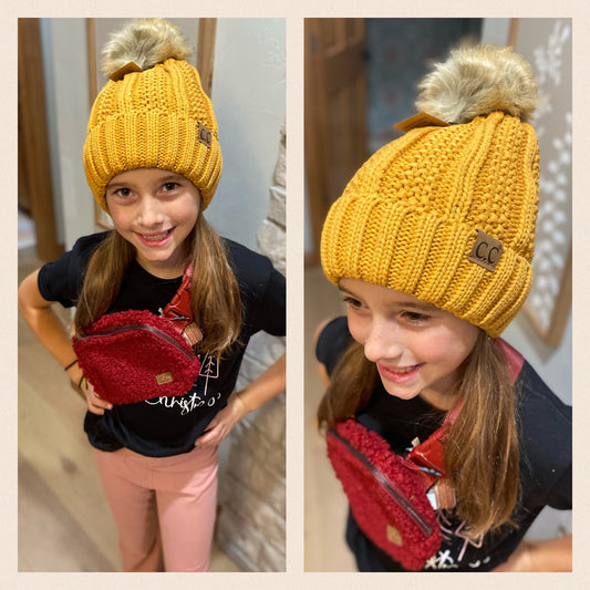 CC Cable Knit Pom Pon Hat