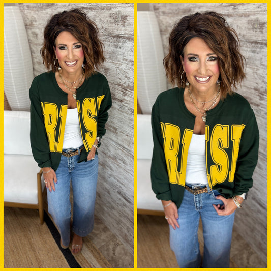 IRISH Forest Green Sweatshirt Cardigan
