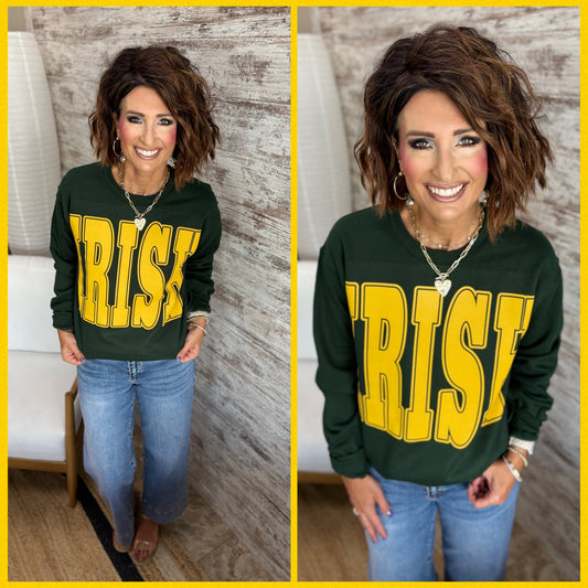 IRISH Large Sports Print Forest Crewneck
