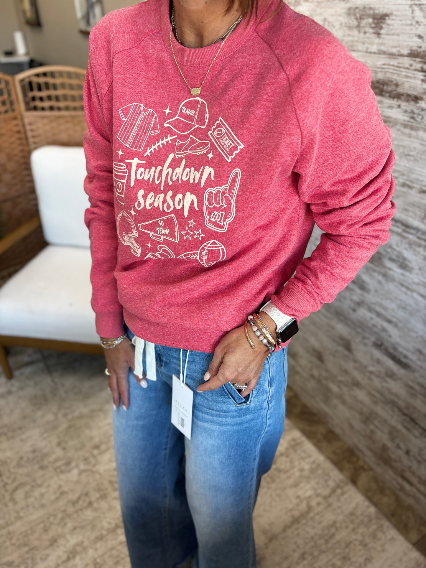 Touchdown Season Heather Red District V.I.T Fleece Crew