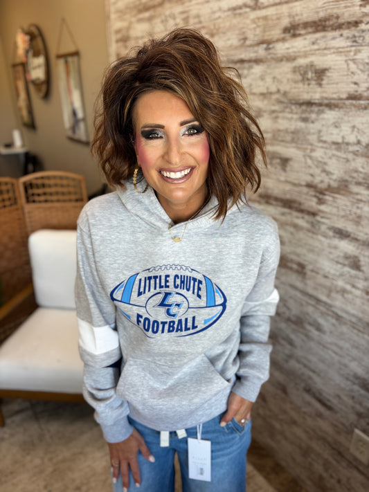Little Chute Football Navy and White Stripe Pennant Hoodie ~ Unisex
